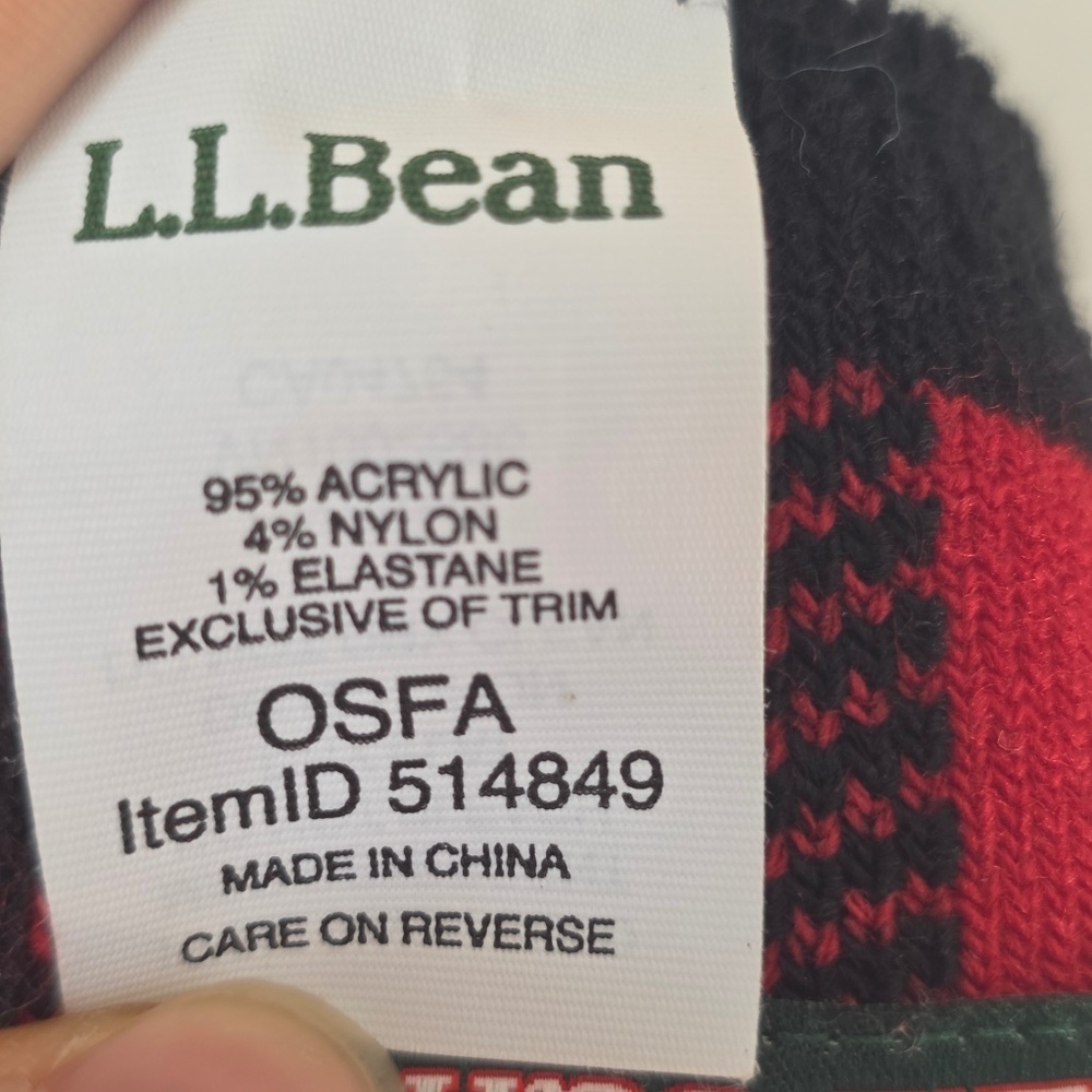 LL Bean Reversible Buffalo Plaid/Logo Winter Scarf - One Size - Picture 4 of 5
